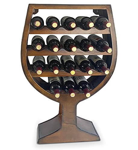 Glass Shaped Wine Rack - 18 Bottle Storage Shelf