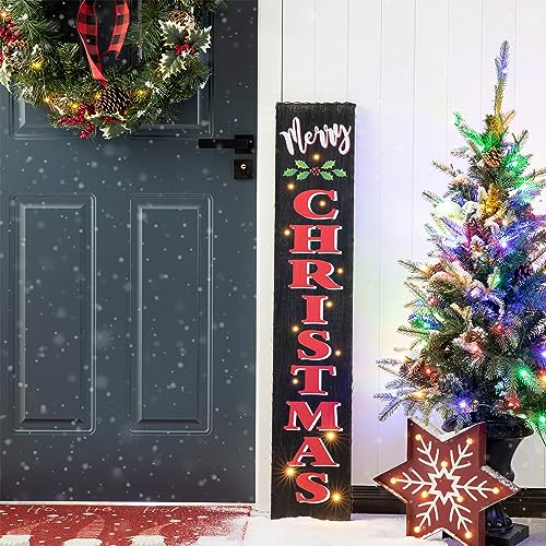 Glitzhome Lighted Black Christmas Porch Sign