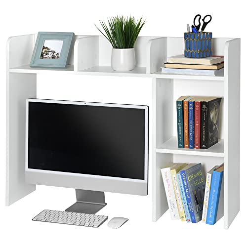 GlossyEnd Sturdy and Elegant Wood Dorm Desk Bookshelf Organizer, Office Desk Bookshelf Holder, Desktop Bookshelf Storage, Desk Book Organizer, Collage Dorm Desk Bookshelf, White