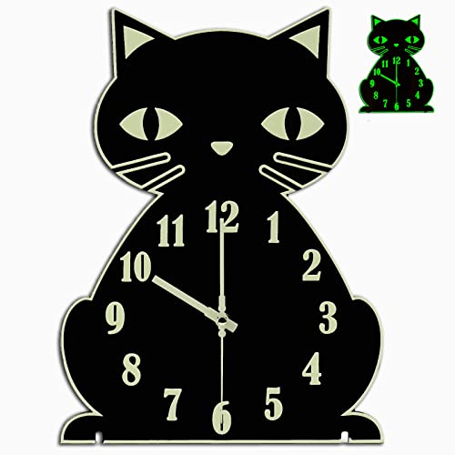 Glow in The Dark Cat Wall Clock