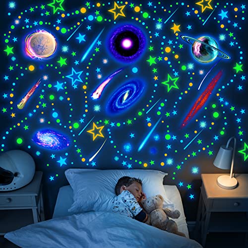 Glow in The Dark Moons and Stars Wall Decals