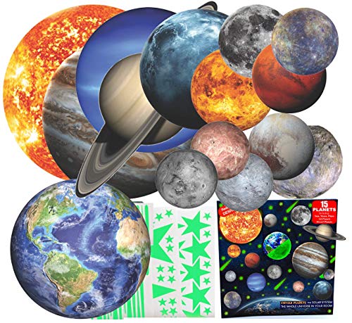 Glow in The Dark Stars and Planets 3D Realistic Ceiling Solar System for Kids Wall Stickers
