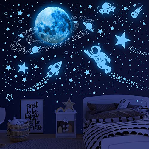 Glow in the Dark Space Wall Decals for Kids' Room by DESERT CAMEL