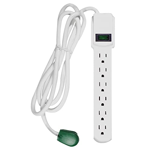 Go Green Power GG-16106MS Surge Protector, 6 FT, White, 6 FT