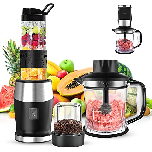  FORLIM 3.5 Cup Small Food Processor,12-in-1 Mini Blender and Food  Processor Combo for Kitchen,350W,20oz Bottle,2 Speeds+Pulse with 4 Blades,  for Shakes, Smoothies, Meat, Sauces, Stainless Steel Silve: Home & Kitchen