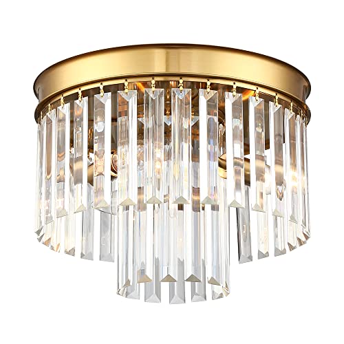 Gold 2-Tier Crystal Ceiling Light