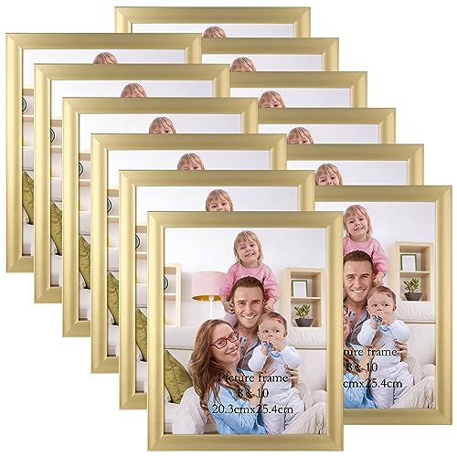 Gold 8x10 Picture Frame Set of 12 for Wall or Tabletop Display