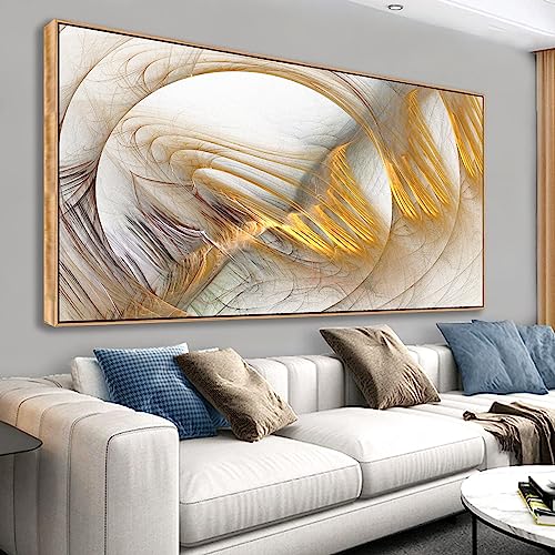 Abstract Gold Canvas Art for Home Decor 20x40inch Framed" - Qorvami