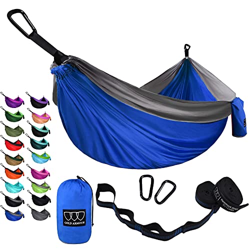 Gold Armour Portable Camping Hammock - Single Hammock for Outdoor and Indoor Use