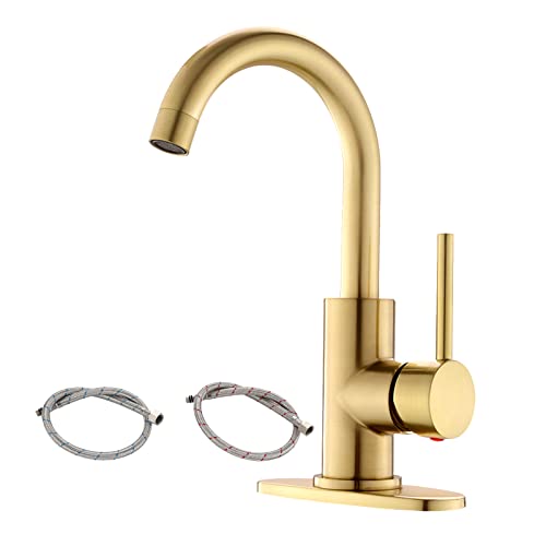 Gold Bathroom Sink Faucet with Hose