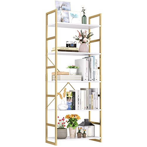Gold Bookcase with Metal Frame