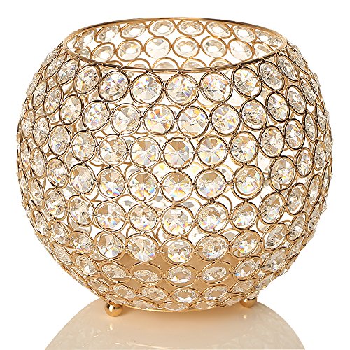 Gold Crystal Bowl Candle Holders
