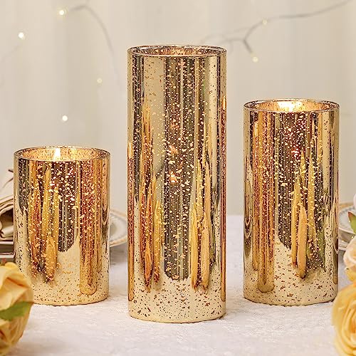 Gold Cylinder Vase Candle Holders