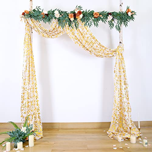 Gold Fabric Drapery Sheer Backdrop Curtains