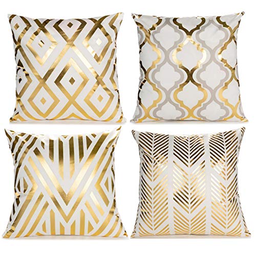 Gold Foil Geometric Pillow Covers