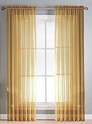 Gold Sheer Curtains for Bedroom Living Room