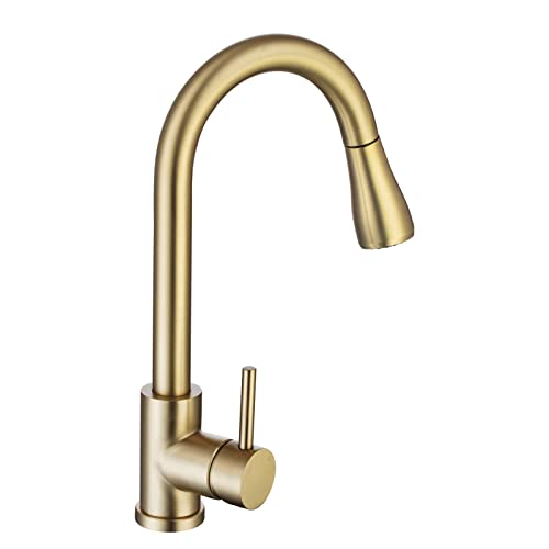VFAUOSIT Brushed Gold Kitchen Faucet with Pull Down Sprayer