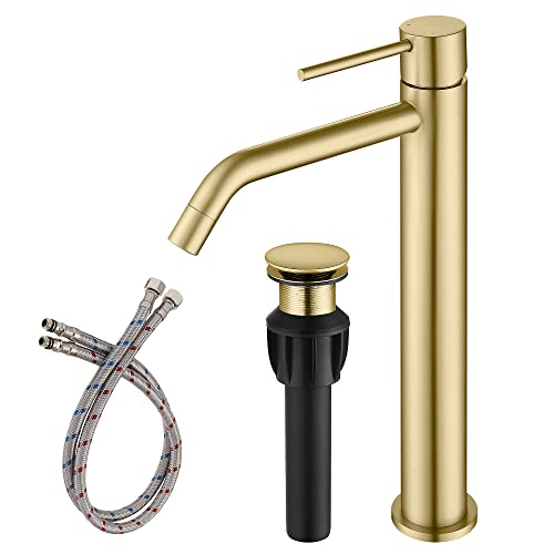 Gold Vessel Sink Faucet with Pop Up Drain
