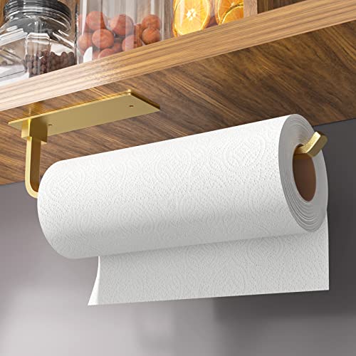 Gold Wall Mounted Paper Towel Holder - Self-Adhesive or Drilling