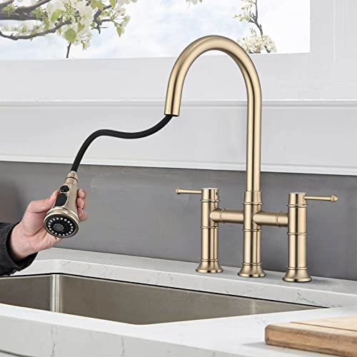 Golden Kitchen Faucet with Pull Down Sprayer