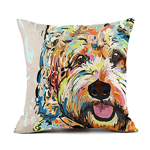 Goldendoodle Frise Dog Pattern Throw Pillow Covers