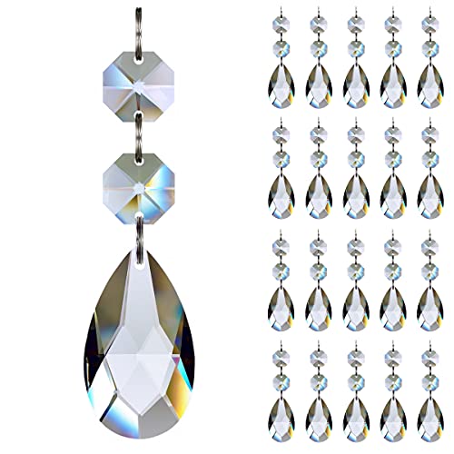 Clear Teardrop Chandelier Crystals - 20pcs 38mm, Hanging Decoration