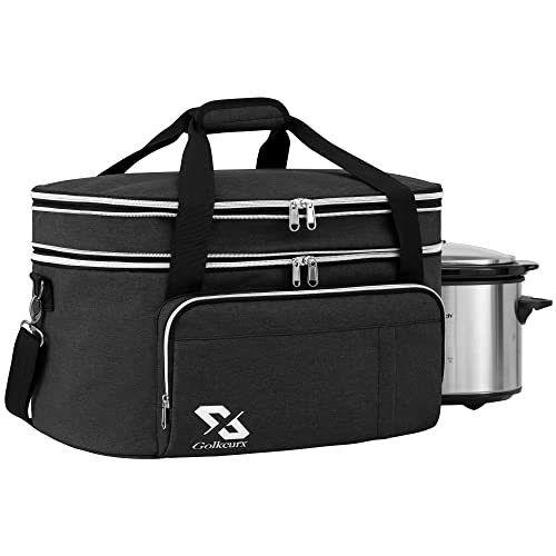 HOMEST Slow Cooker Bag for Crock-Pot 6-8 Quart, Insulated Travel Carrier  with Easy to Clean Lining, Carry Case with Top Zip Compartment and Utensil