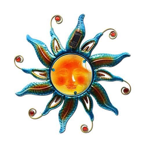 Goodeco Smiling Sun Face Wall Art with Solar Lights