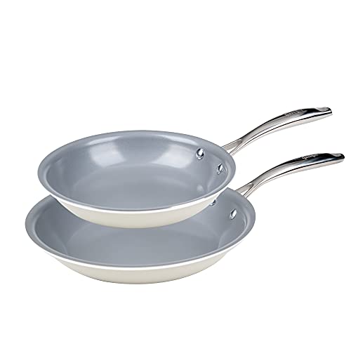 Goodful Ceramic Nonstick 2-Piece Frying Pan Set with Stainless Steel Handle