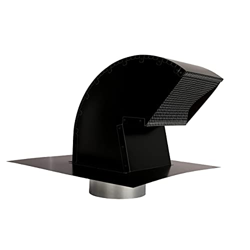 Goose Neck Painted Exhaust Roof Vent with Extension (6 Inch, Black)