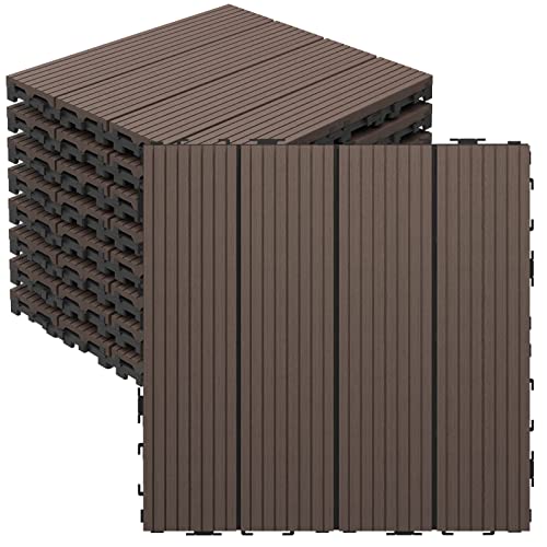 Goovilla Wood Plastic Composite Interlocking Patio Deck Tiles 9 Pack