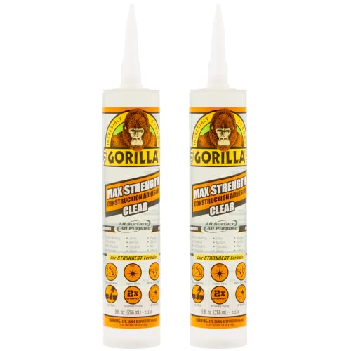 2-Pack Gorilla Max Strength Clear Construction Adhesive, 9oz, Clear