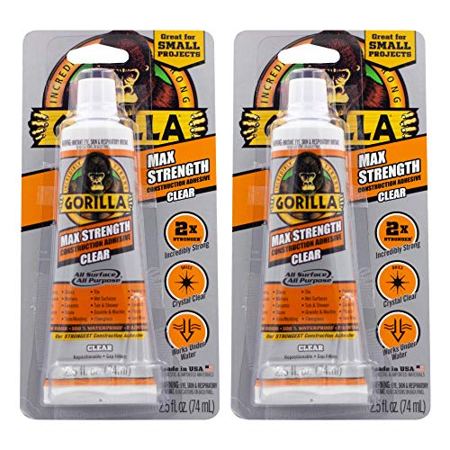 Gorilla Max Strength Construction Adhesive, 2.5 Ounce Clear (Pack of 2)