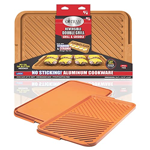 Gotham Steel Nonstick Double Grill Griddle Pan