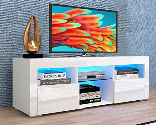 Goujxcy TV Stand with Storage - Entertainment Center for 55 inch TV