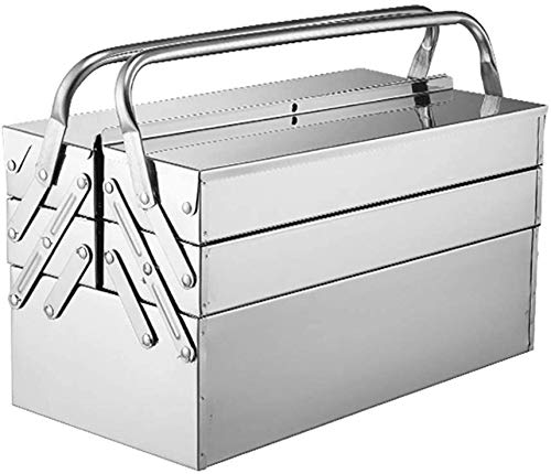 GOVD Metal Tool Box - Portable Stainless Steel Tool Chest