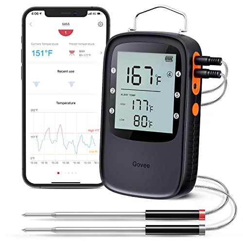  ThermoPro TP829 Wireless LCD Meat Thermometer for Grilling and  Smoking, 1000FT Grill Thermometer for Outside Grill with 4 Meat Probes, BBQ  Thermometer for Smoker Oven Cooking Beef Turkey: Home & Kitchen