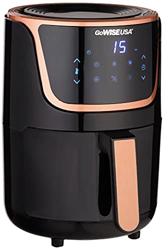 GoWISE USA Mini Air Fryer with Digital Touchscreen, 1.7-2Qt, Black/Copper