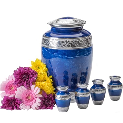GR8 Keepsakes Blue Marble Urn with 4 Small Urns