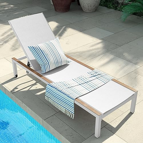 Grand Patio Chaise Lounge with Woodgrain Texture
