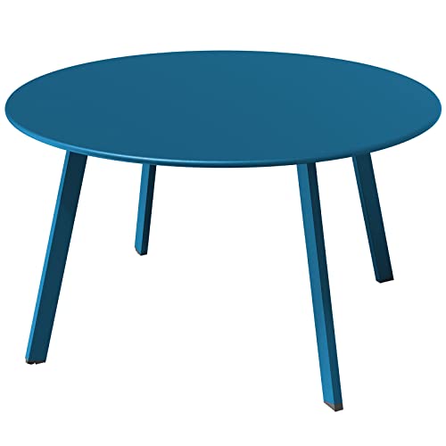 Peacock Blue Steel Outdoor Coffee Table by Grand patio