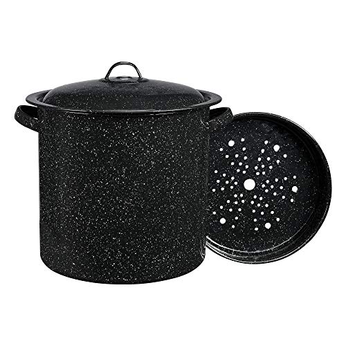 Alpine Cuisine Enamel Steel Dark Blue Speckle Steamer Pot, Nonstick Heavy  Duty, Soup Pot Lid for Tamales, Professional Cookware, Dishwasher Safe