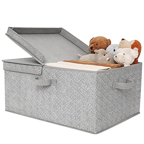 GRANNY SAYS Clothing Storage Bins for Closet with Handles, Foldable  Rectangle Baskets, Fabric Containers Boxes for Organizing Shelves Bedroom,  Gray