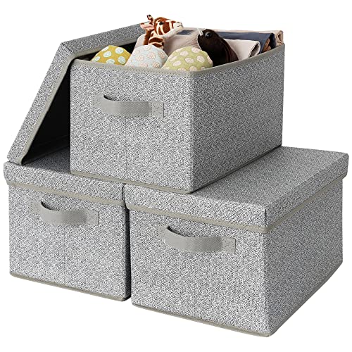 GRANNY SAYS Large Storage Bins with Lids, Gray, 3-Pack