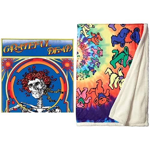 Grateful Dead Skull & Roses Vinyl + Spiral Bears Fleece Throw Blanket