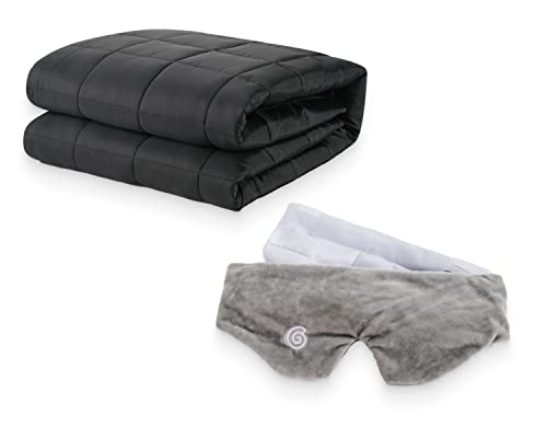 Gravity Blanket Travel Weighted Blanket, Flex Weighted Blanket, 10 lbs Grey 40"x60" with Washable Removable Microfiber Duvet Cover & Weighted Sleep Mask, Grey, 1 Pound, Better Rest & Sleep