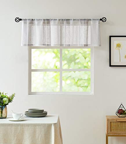 Gray and White Kitchen Window Valance