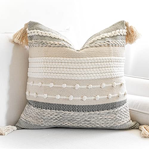 Gray Boho Throw Pillow Cover