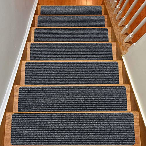 Gray Stripe Stair Treads for Wooden Steps