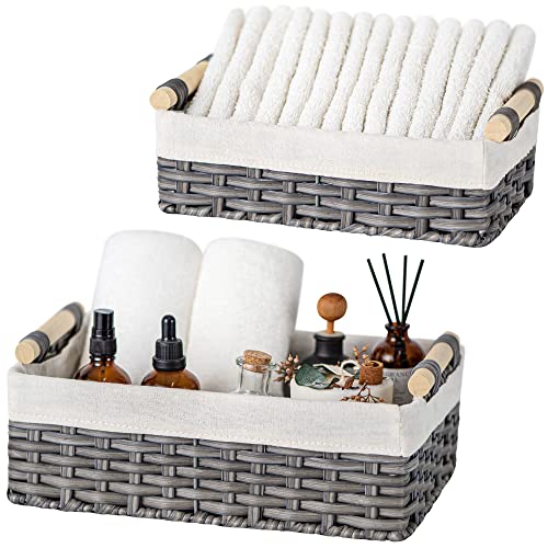 Gray Wicker Baskets for Home Storage